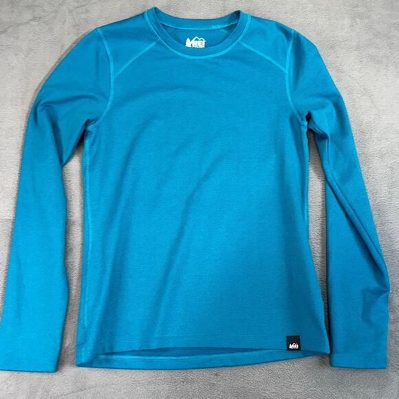 REI Co-op Kids Base Layer Top Midweight Crew Long Sleeve Girls Sz M (14-16) Blue - Picture 1 of 7